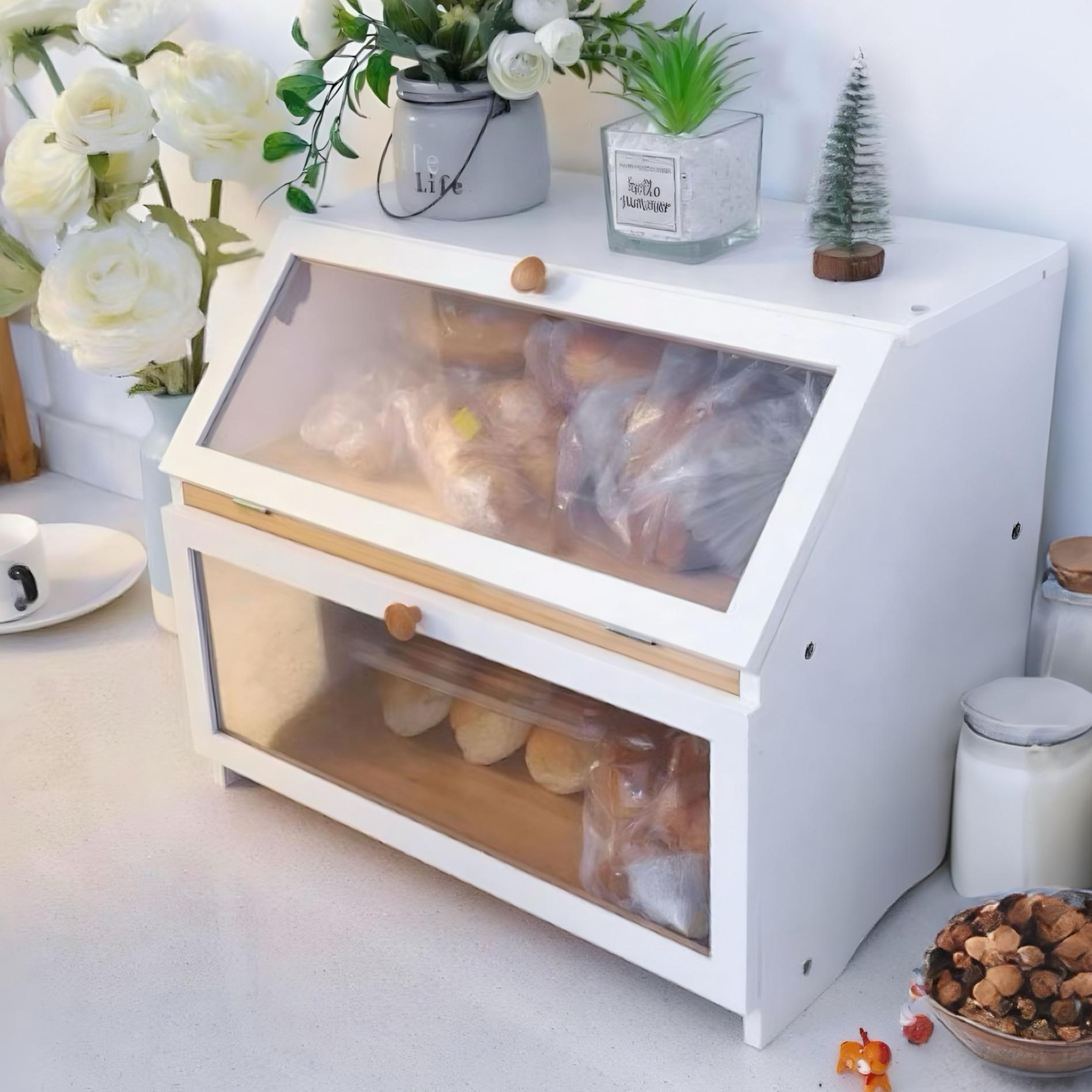 Food Storage Box Large - HOMEKOKO Çift Katmanlı Mutfak Tezgahı Ekmek
