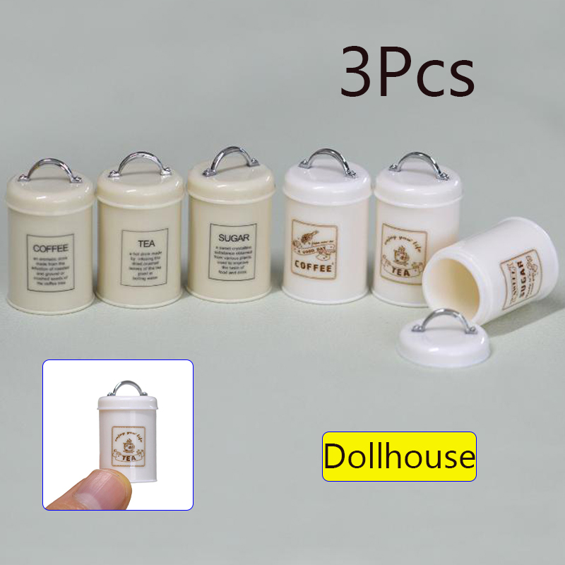 Food Storage And - 3 adet minyatür Dollhouse Mini gıda/çay/kahve