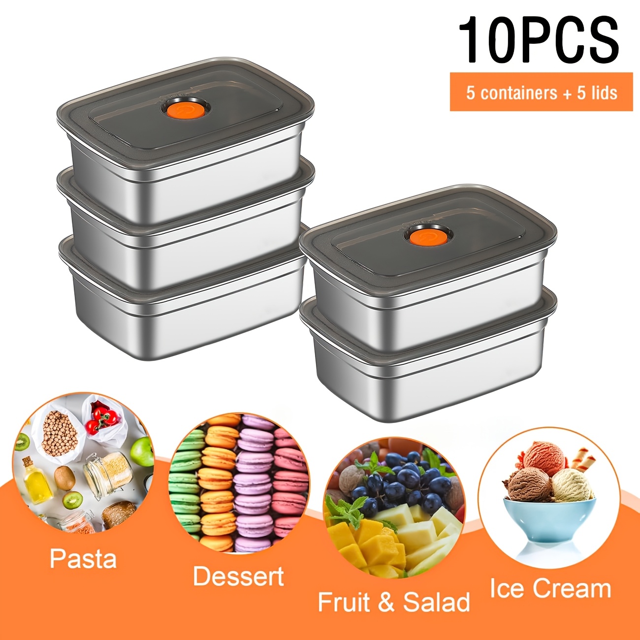 Food Storage For Restaurant - 10 Parça Paslanmaz Çelik Gıda Saklama