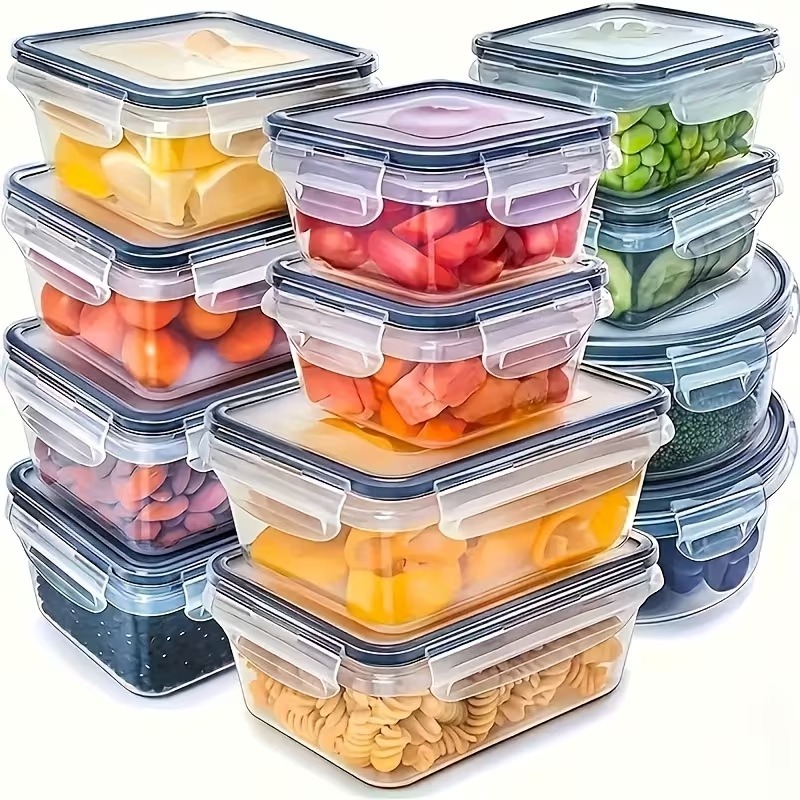 Food Storage Containers Set - 4 Parçalı Şeffaf Gıda Saklama Kapları,