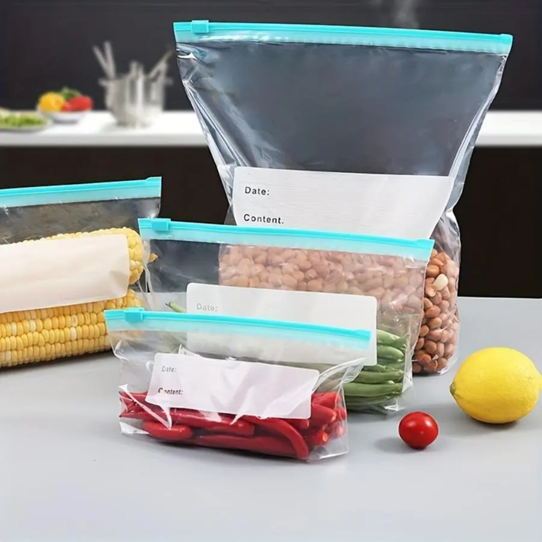 Food Storage Zipper Bags - 60 adet Yeniden Kullanılabilir Buzdolabı Taze