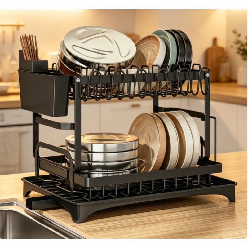 Food Storage Rack - Premium Büyük Kapasiteli 2 Katlı Metal