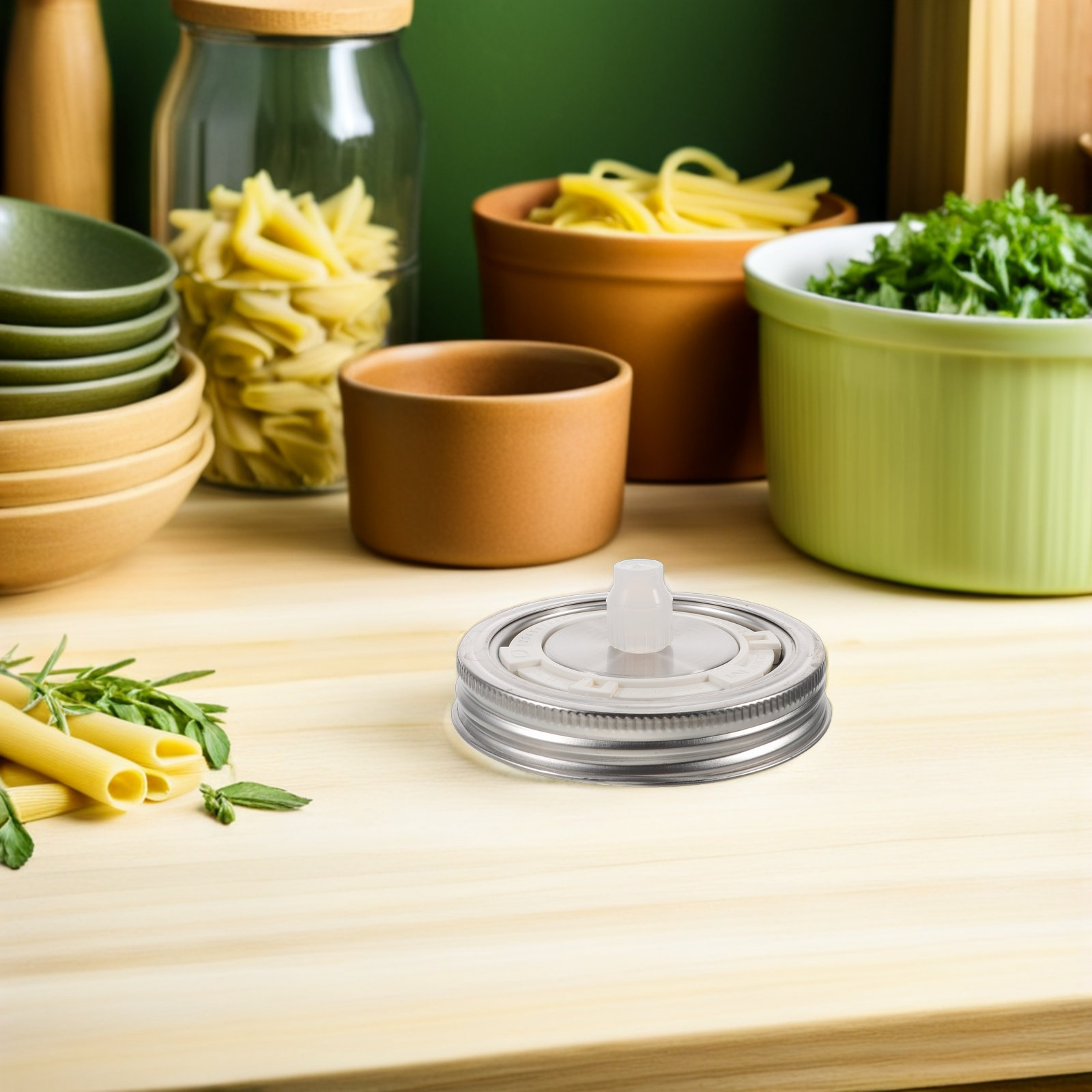 Mason Jar Wide Mouth - 2 adet hava kilidi fermantasyon kapakları