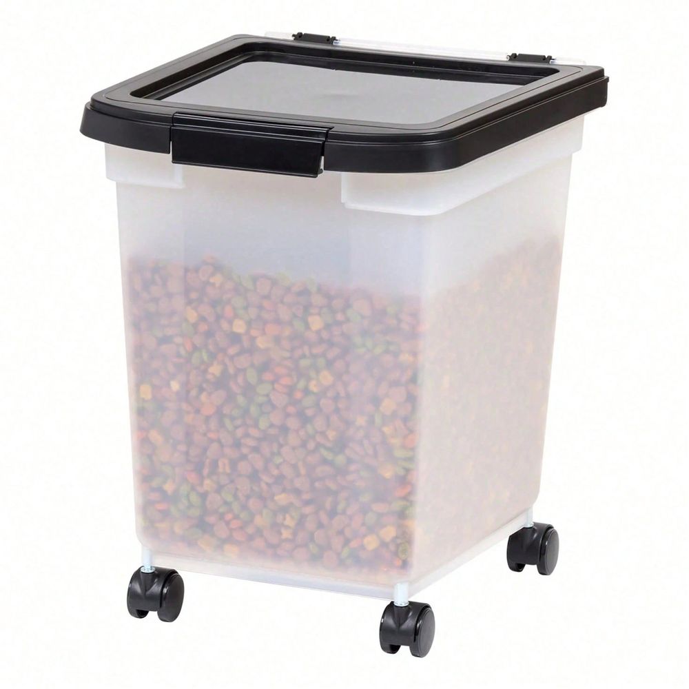 Food Storage For Dog - Şeffaf Plastik Tekerlekli ve Kapaklı Saklama