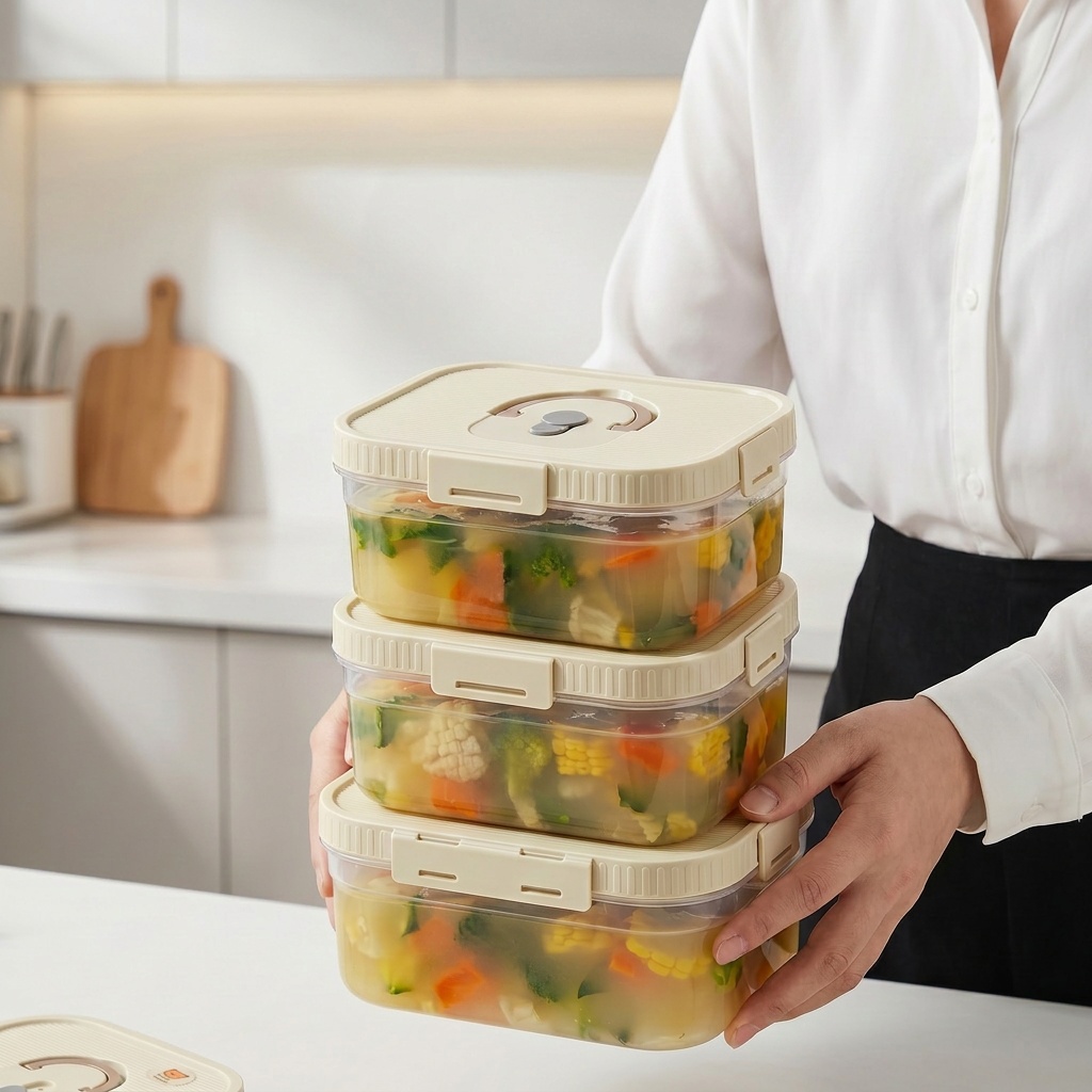 Food Storage Organization - Şeffaf Plastik Gıda Saklama Kutusu, Saplı,